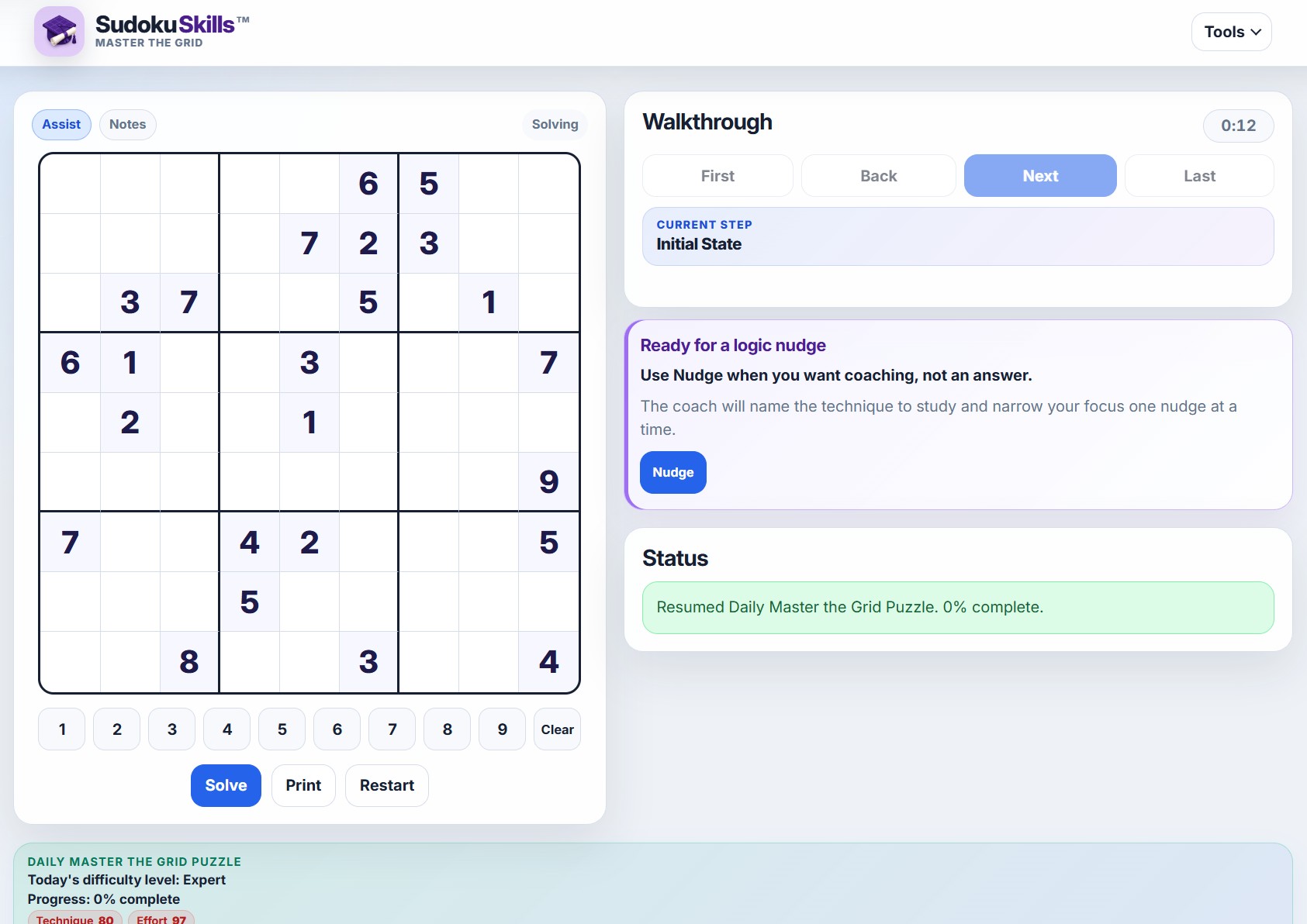 SudokuSkills.com screenshot