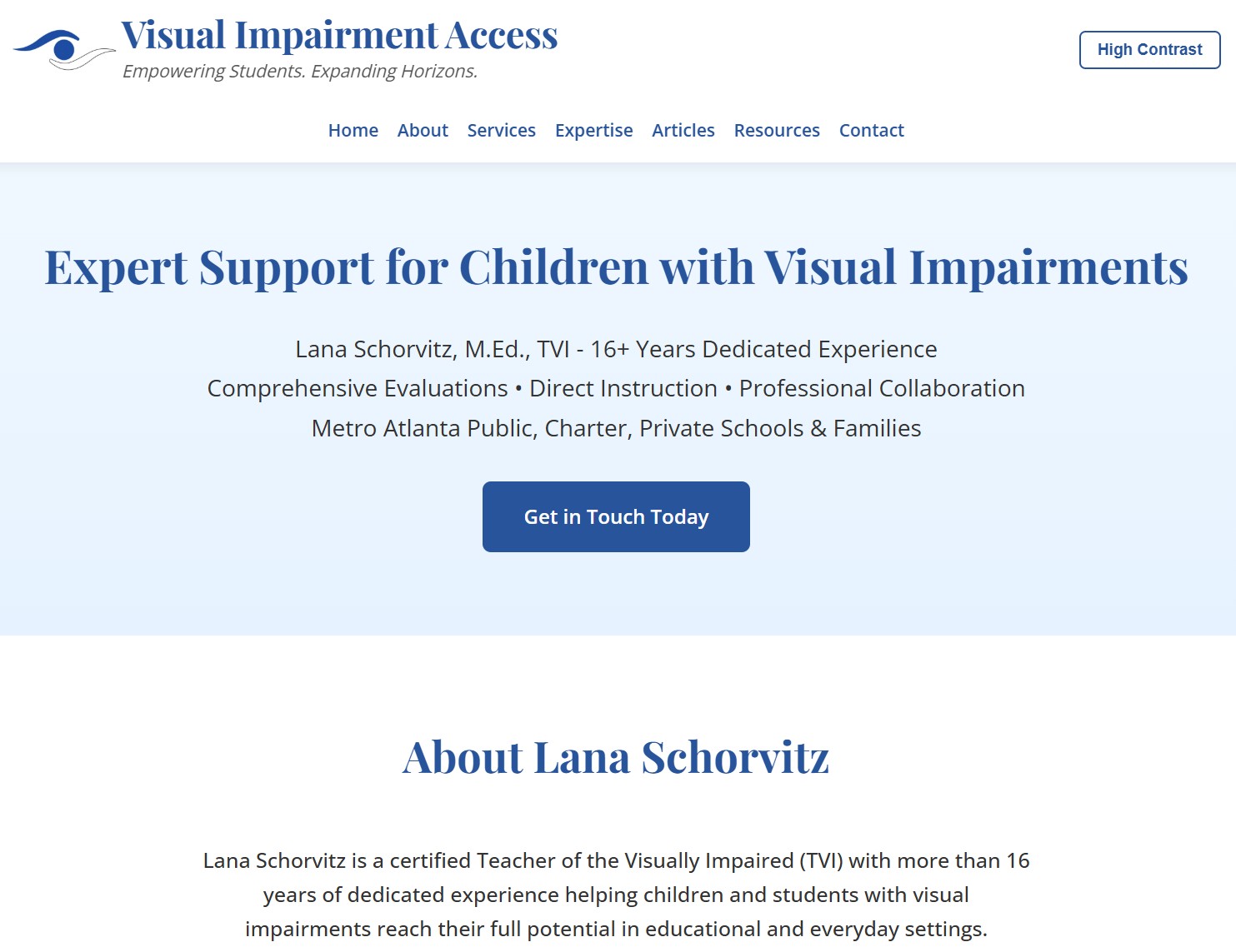 Visual Impairment Access screenshot